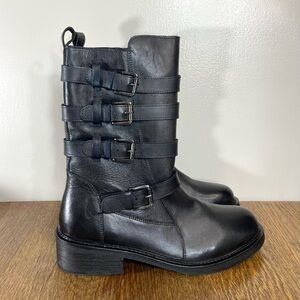 New Vintage Foundry Ulan Strappy Moto Boot Women’s Size 8.5 Black